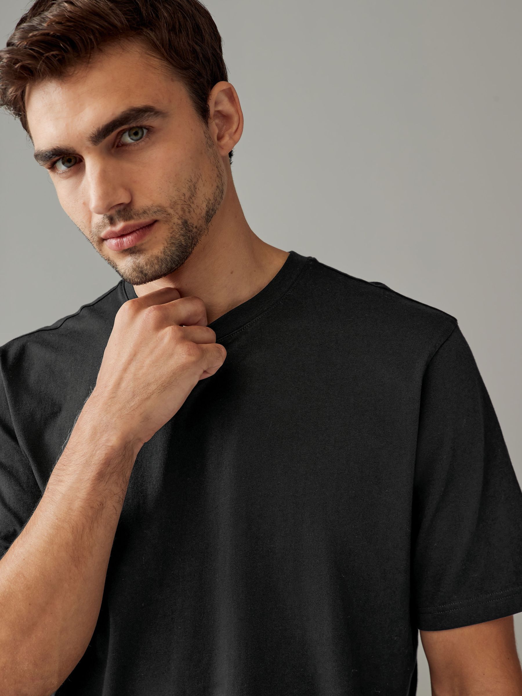 Zwart - Normale Pasvorm - Essential katoenen T-shirts verpakking van 6