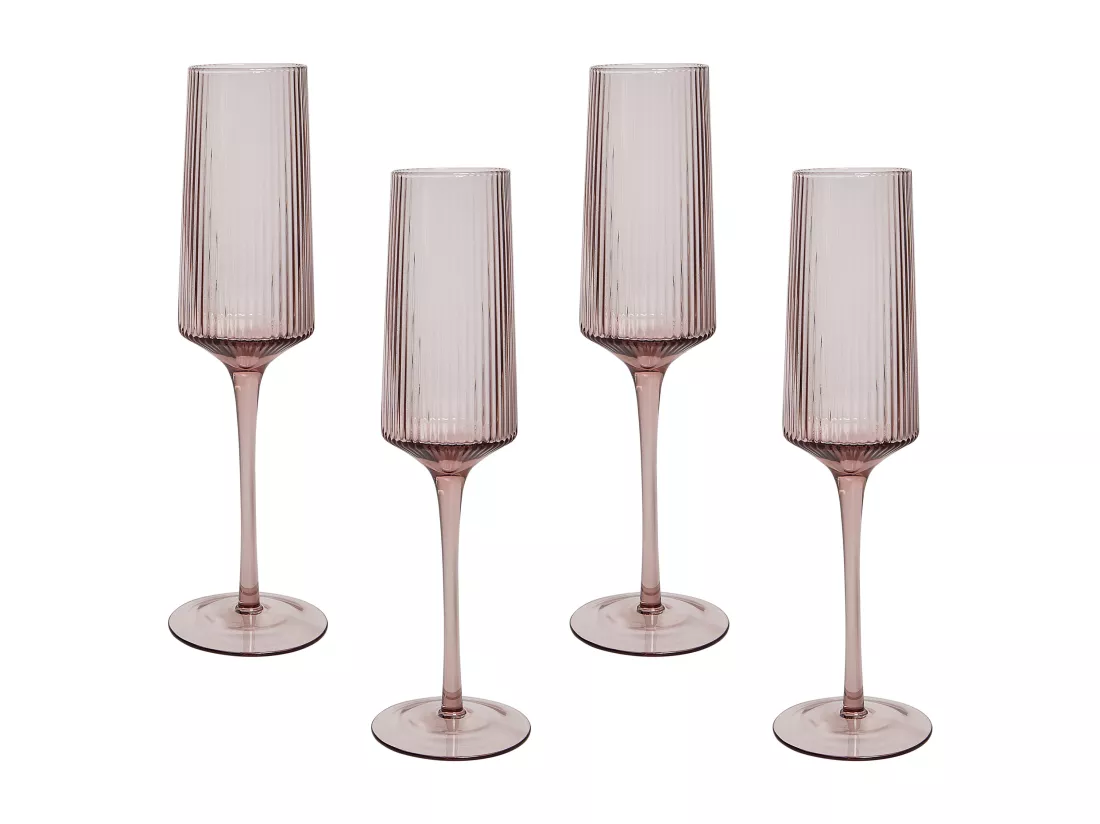 Lot de 4 flûtes à champagne AMETHYST 220 ml Rose