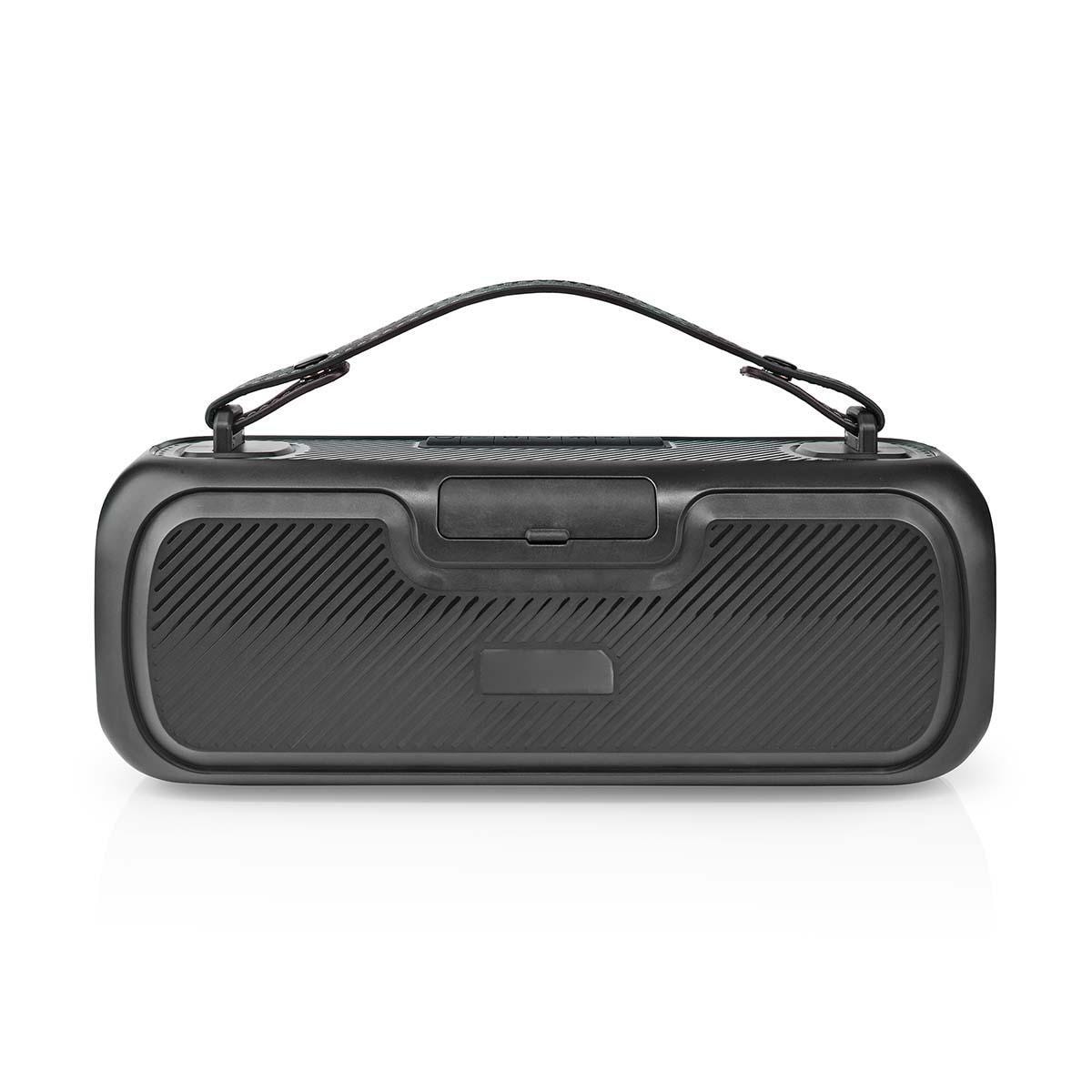 Nedis Bluetooth® Party Boombox | 4.5 timer | 2.0 | 45 W | Media avspilling: AUX / USB | IPX5 | Linkable | Bære håndtak | Party lys | Sort