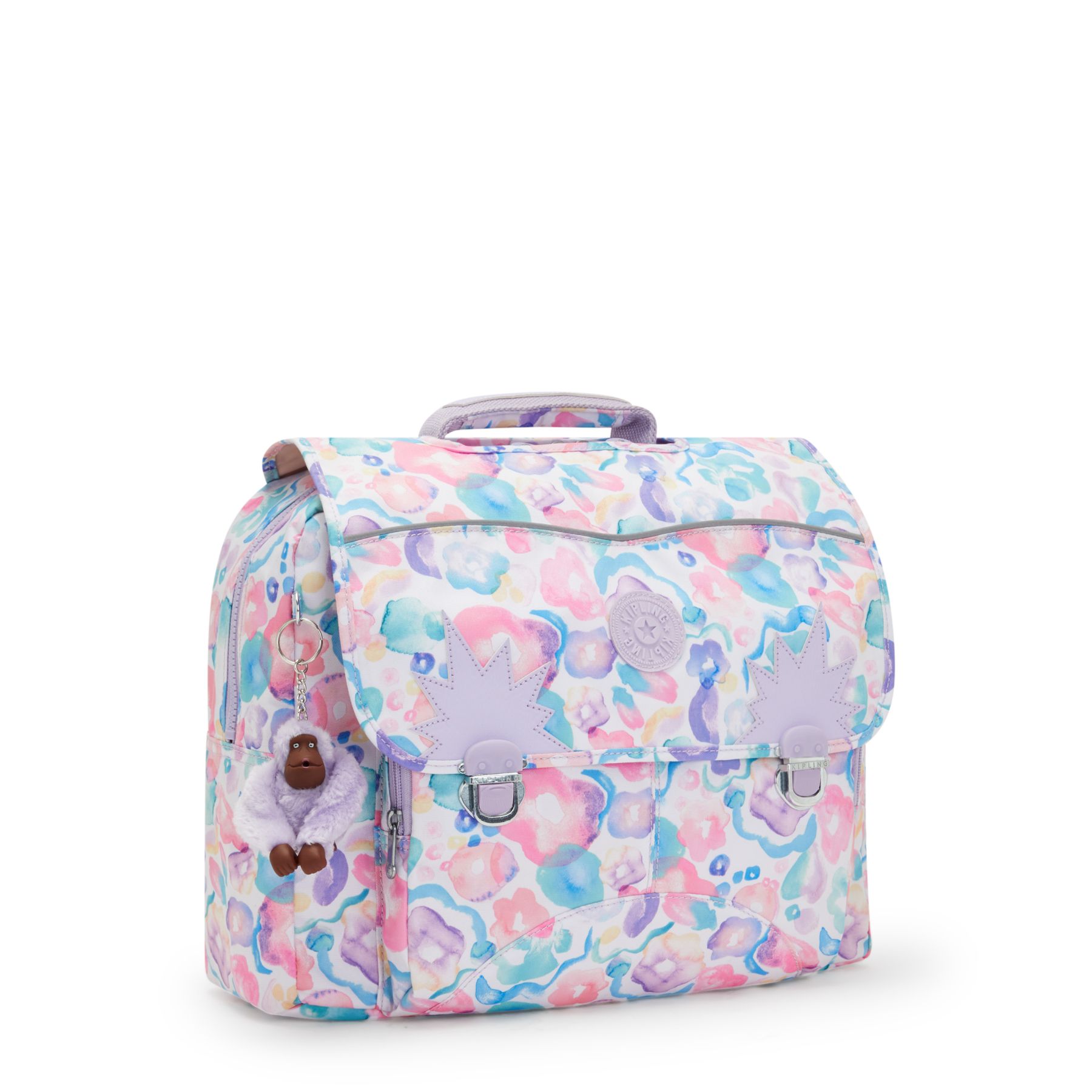 INIKO Sac D’école Medium avec Bretelles Rembourrées - Aqua Flowers