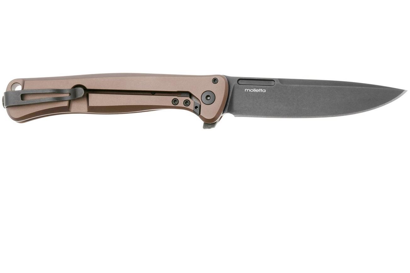 LionSteel Skinny Solid SK01A EB Earth Aluminium Natural Canvas Micarta inlay, Blackwashed zakmes, Molletta design