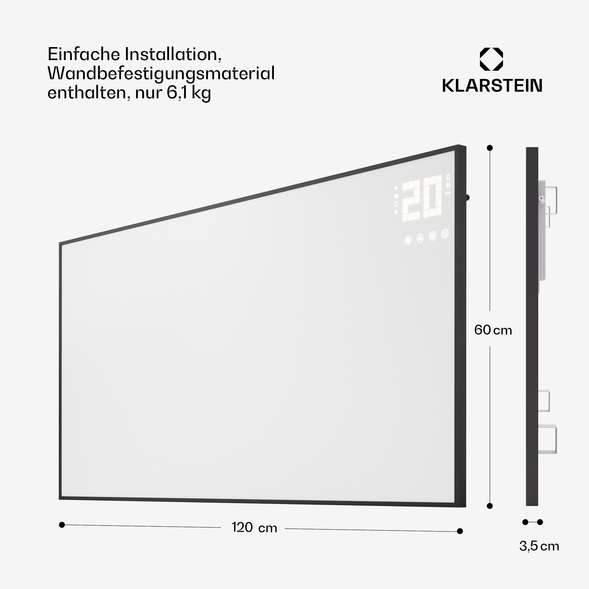 Wonderwall Smart Bornholm Infrarotheizung 130x65cm App 770W 770 Watt Schwarz