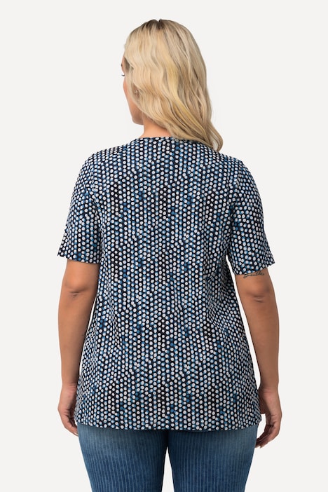 T-Shirt, Zierfalten, A-Linie, V-Ausschnitt, Halbarm