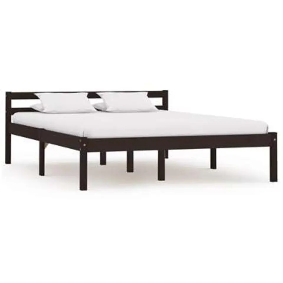 vidaXL - Bed met hoofdeinde - Donkerbruin - Massief grenenhout - 140x200 cm