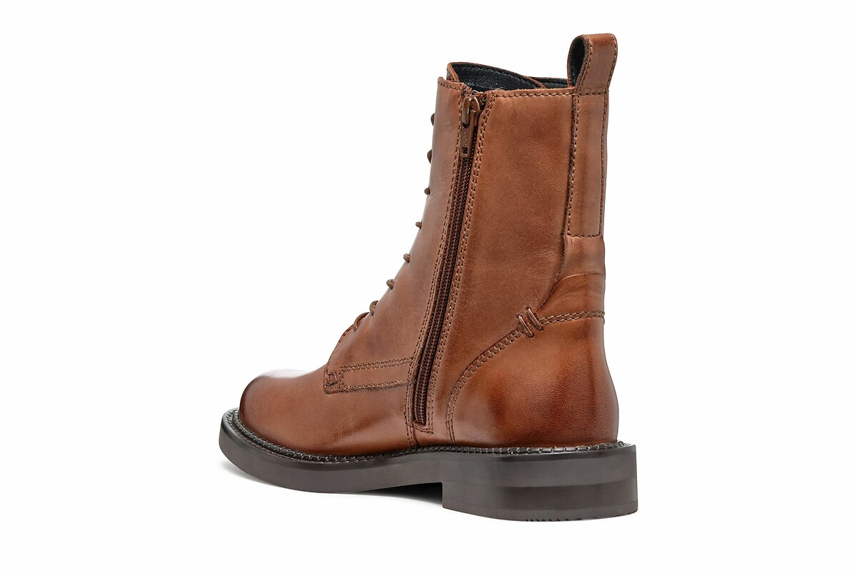 GEOX<br>Botas de tornozelo em couro respirável com cadarços Serilda