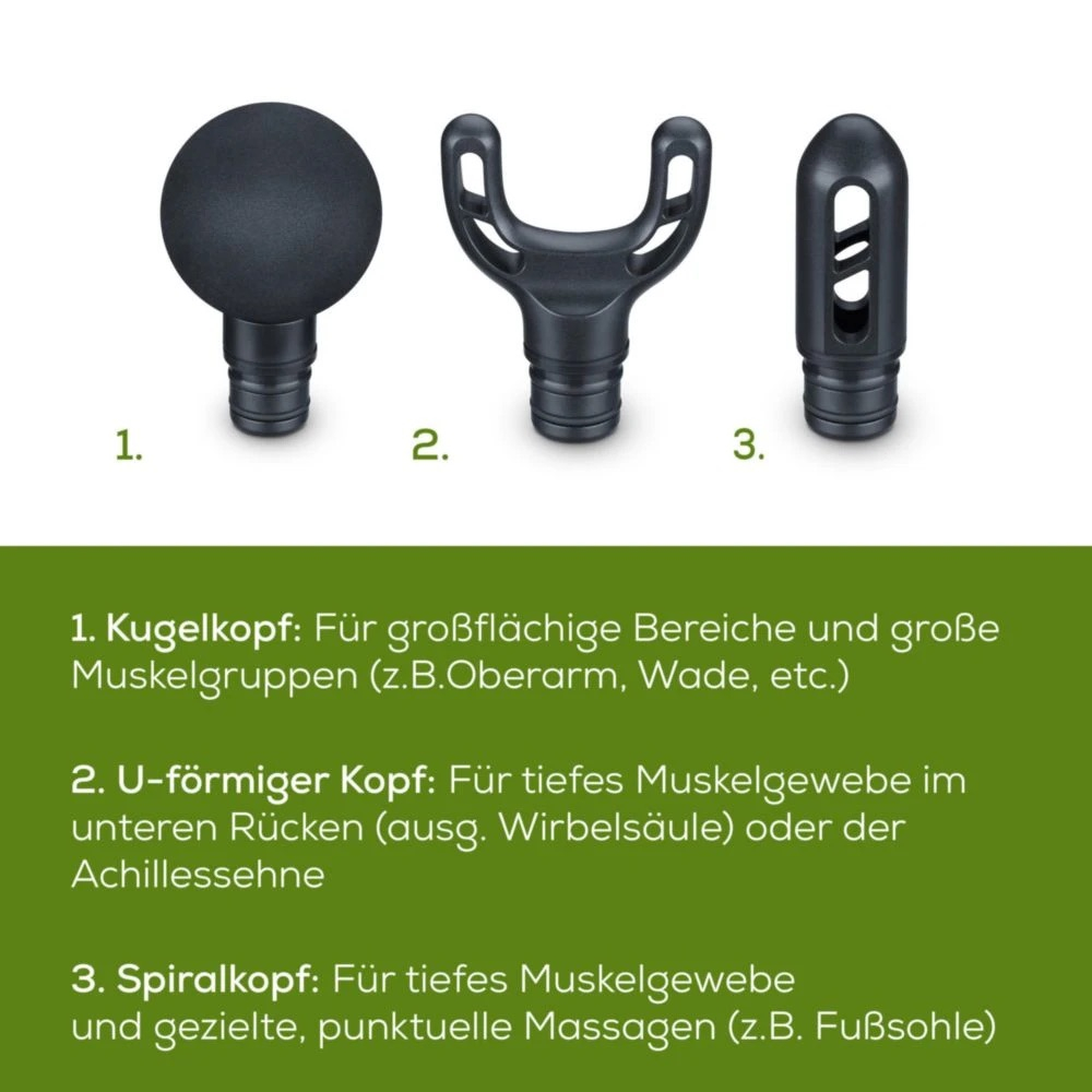 MG 89 Muskelmassagegerät Massage Gun CompactPower Elektronische Muskelmassagepistole mit 3 Aufsätzen (10434) - Schwarz
