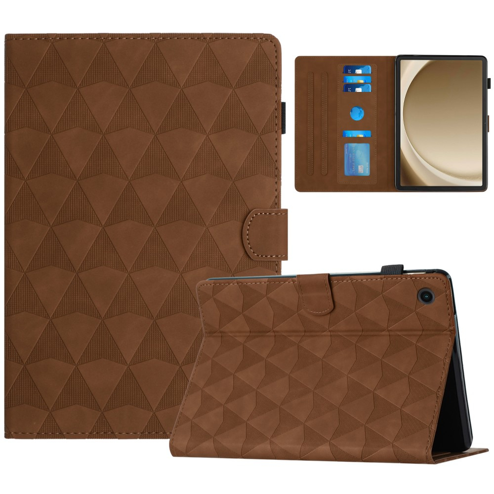 Samsung Galaxy Tab A11  Plus / A9  Plus Leder Tasche Flip Cover mit Magnetverschluss und Kartenfächern im Diamant Look - Braun