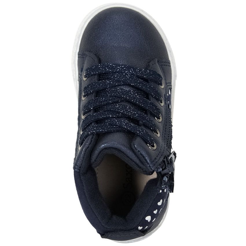 Bottillons marine avec lacets et zip pour bébé fille - Bleu marine