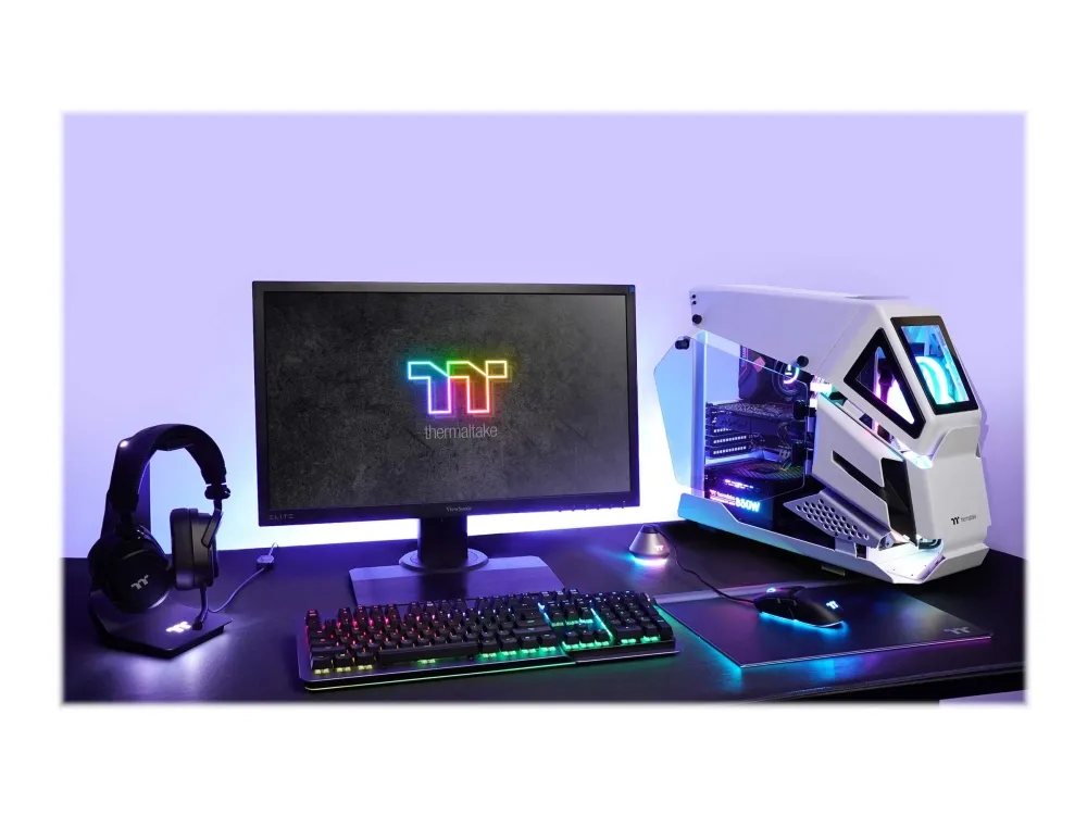 Thermaltake AH T200 - Tower - micro ATX - sidepanel med vindue (hærdet glas) - ingen strømforsyning (PS/2) - hvid - USB/Lyd