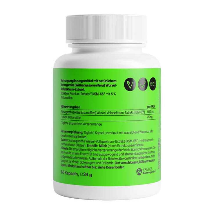 Ashwagandha Extrakt 500 mg Kapseln, 60 St