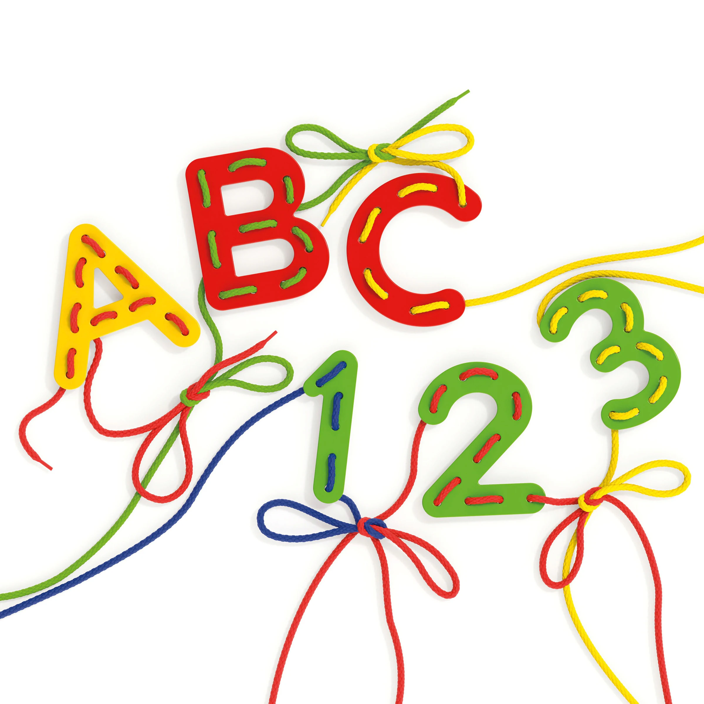 Quercetti Montessori Fädelspiel ABC + 123