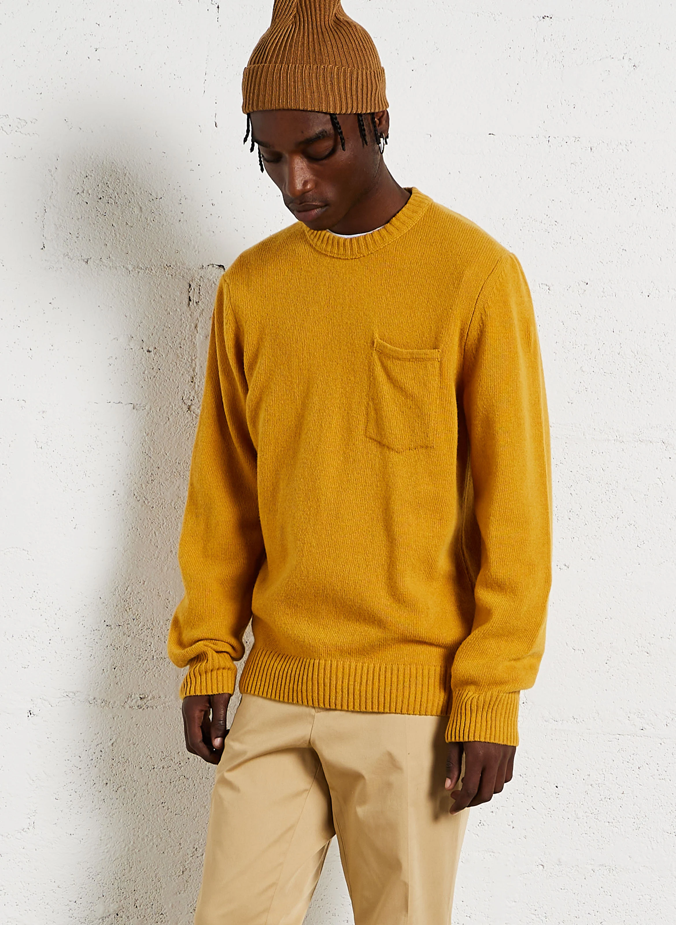 POCKET - Pull col rond droit en laine mélangée | Orange