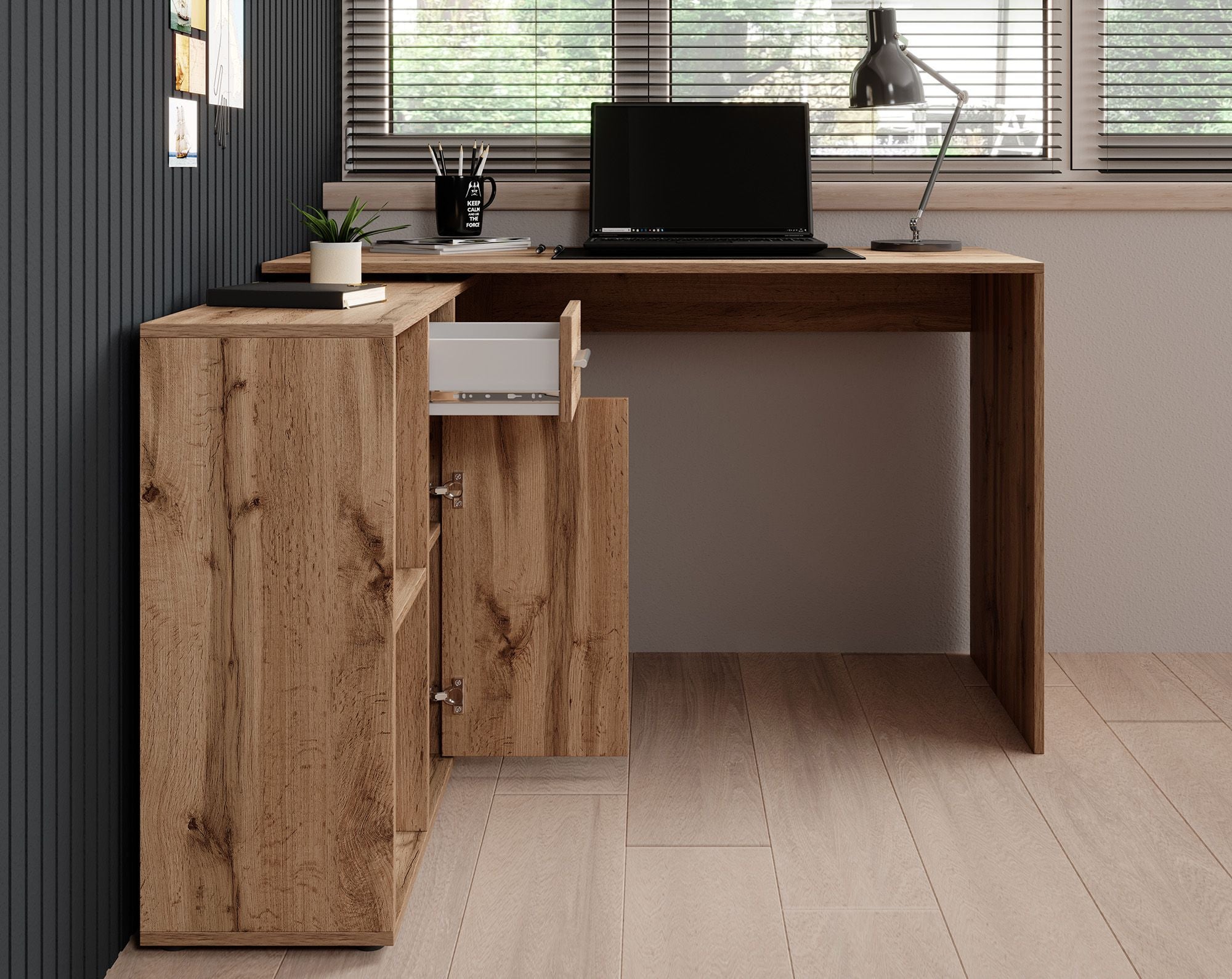 Crister - Bureau - Eiken - 122x120 cm