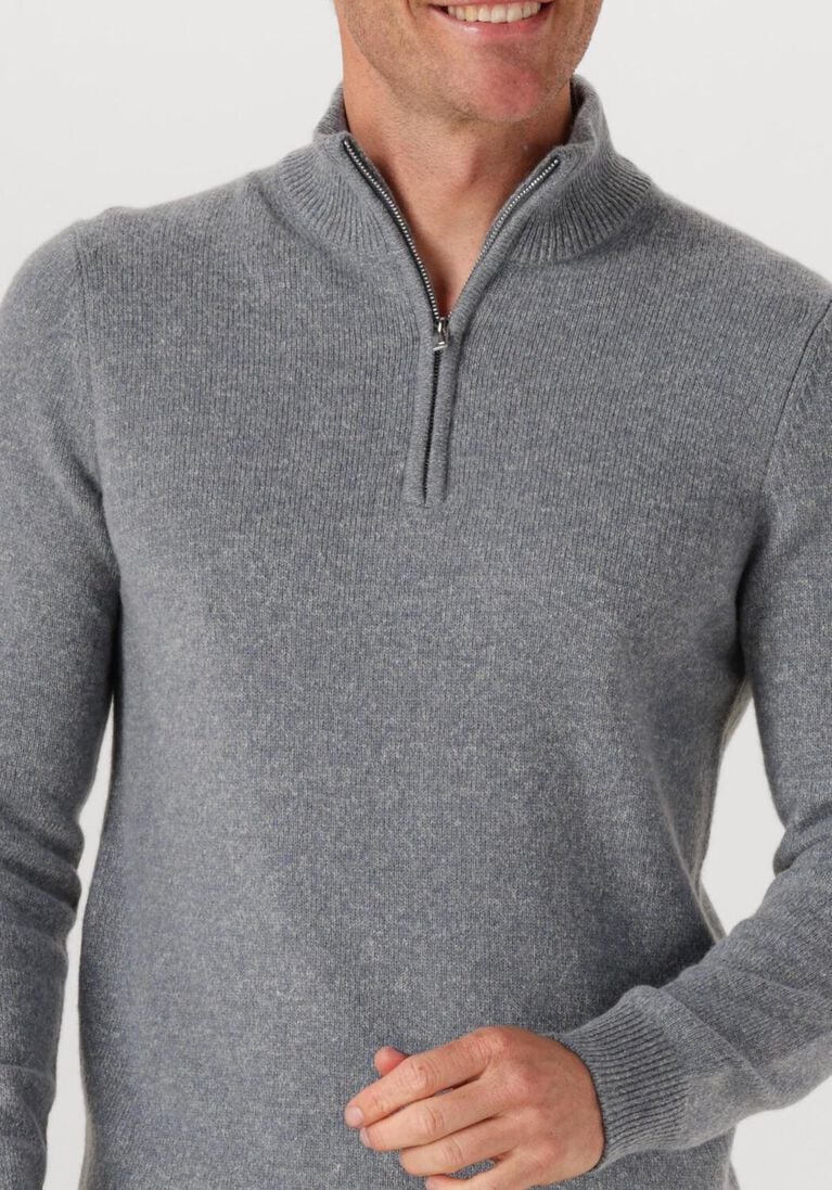 grijze profuomo trui pullover half zip wool blend
