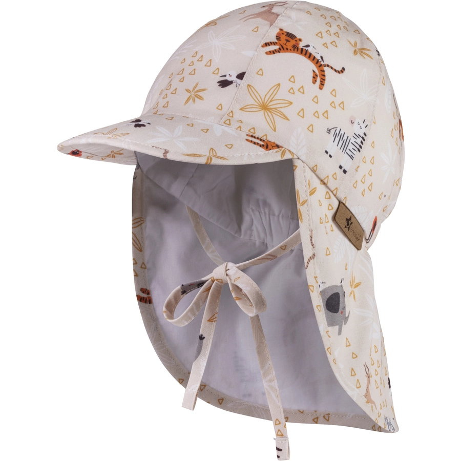 Sterntaler Schirmmütze mit Nackenschutz Zootiere beige