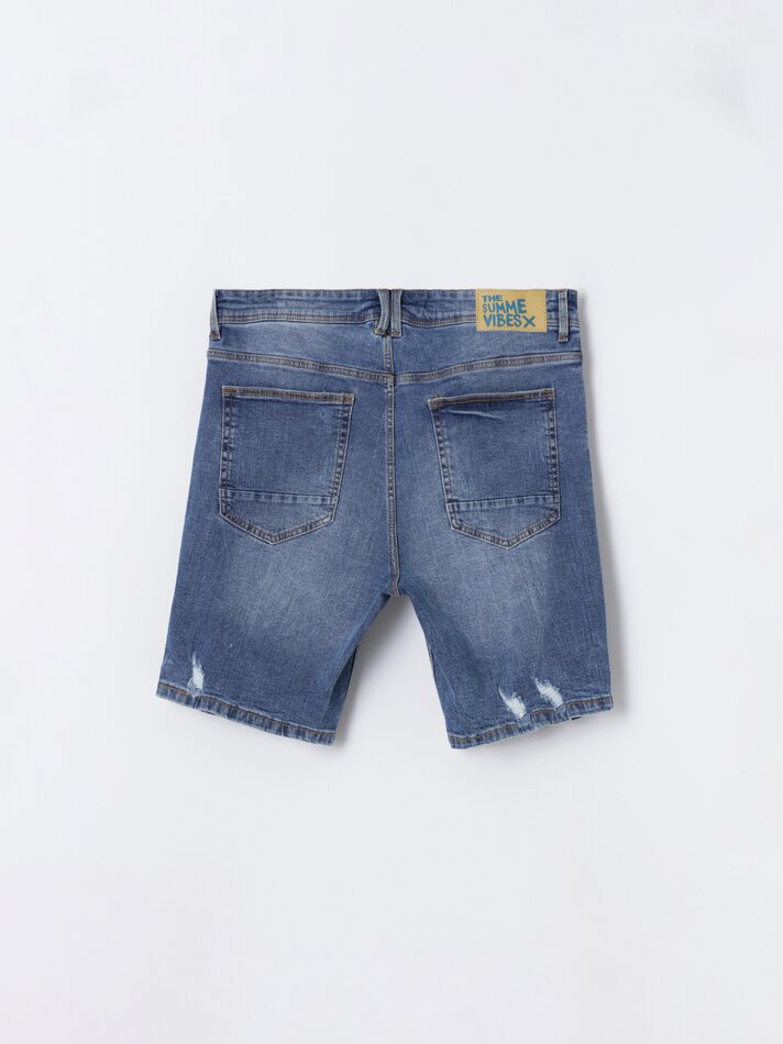 Bermuda jeans skinny stretch - Índigo