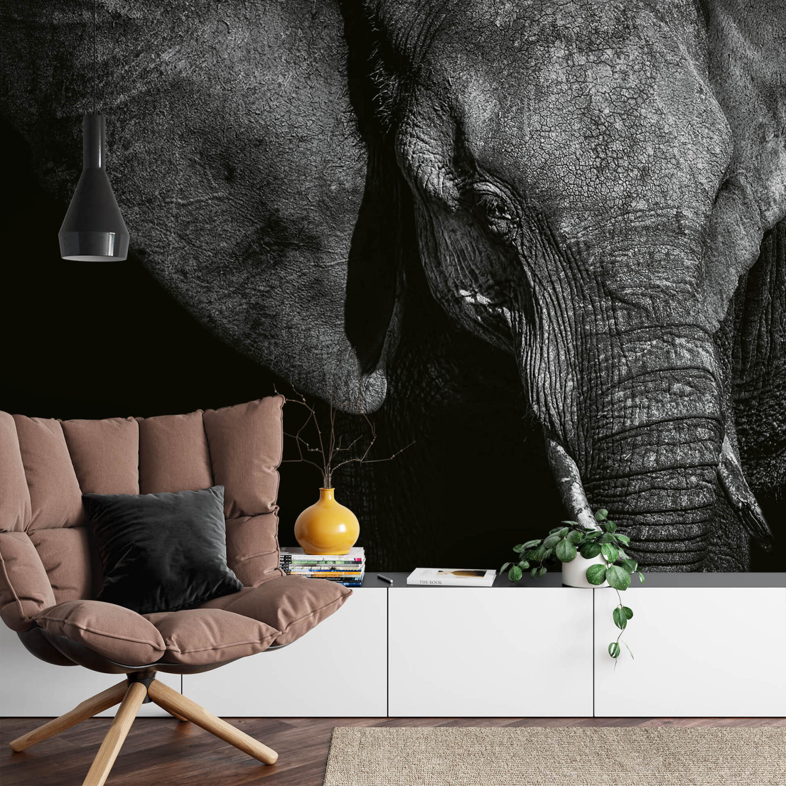Fototapete DESIGNWALLS 2.0 - schwarz-grau - Elefant - 2,6 Meter