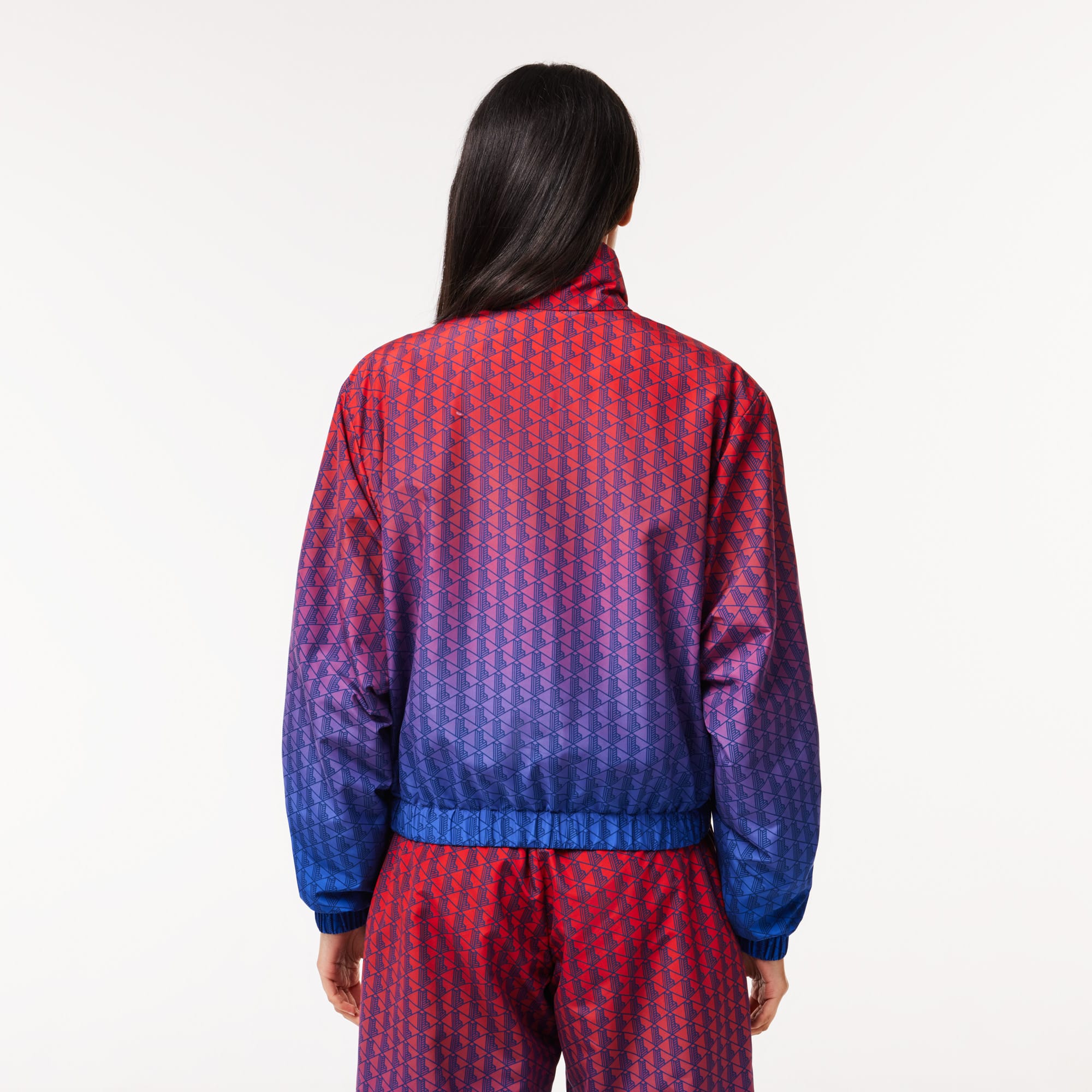 Veste courte Sportsuit zippée imprimé monogramme dégradé Manteaux & Vestes - Rouge - Lacoste - Femme
