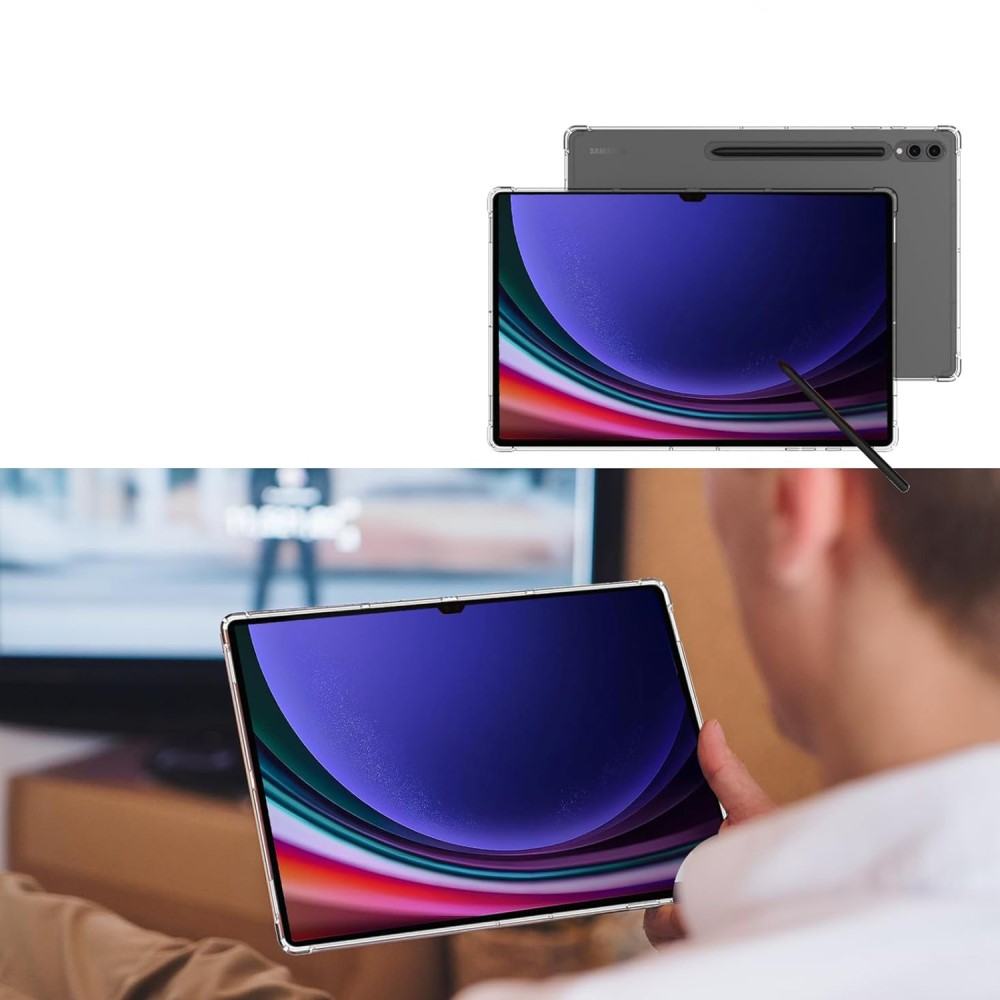 Samsung Galaxy Tab S10 Lite / S10 FE / Tab S9 FE Gummi Case Hülle Air Cushion Fallschutz   S-Pen Aussparung - Transparent