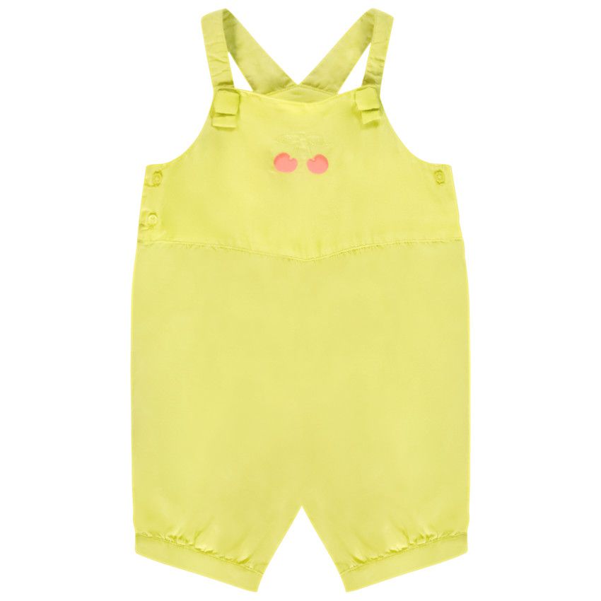 Salopette courte avec broderie cerises pour bébé fille - Jaune
