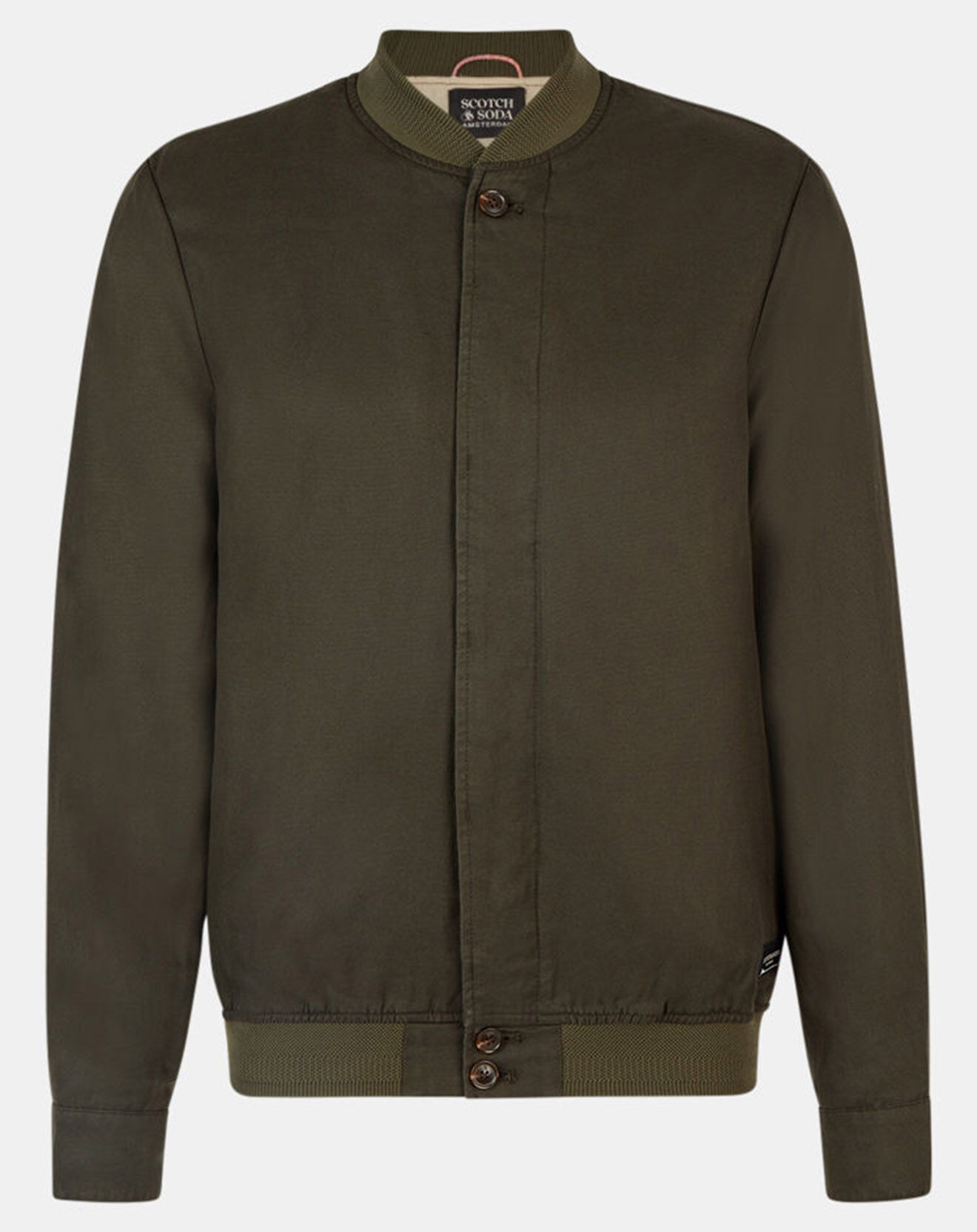 Scotch & Soda Blouson en Lin mélangé court kaki foncé