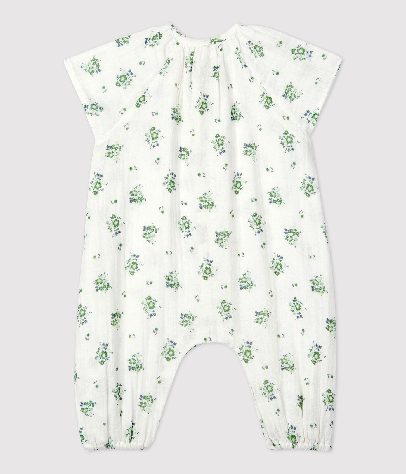 Combinaison longue imprimé fleuri en gaze de coton bio bébé