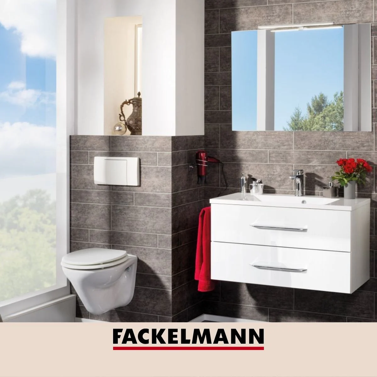 Support papier toilette mural droit gris chromé Mare Fackelmann