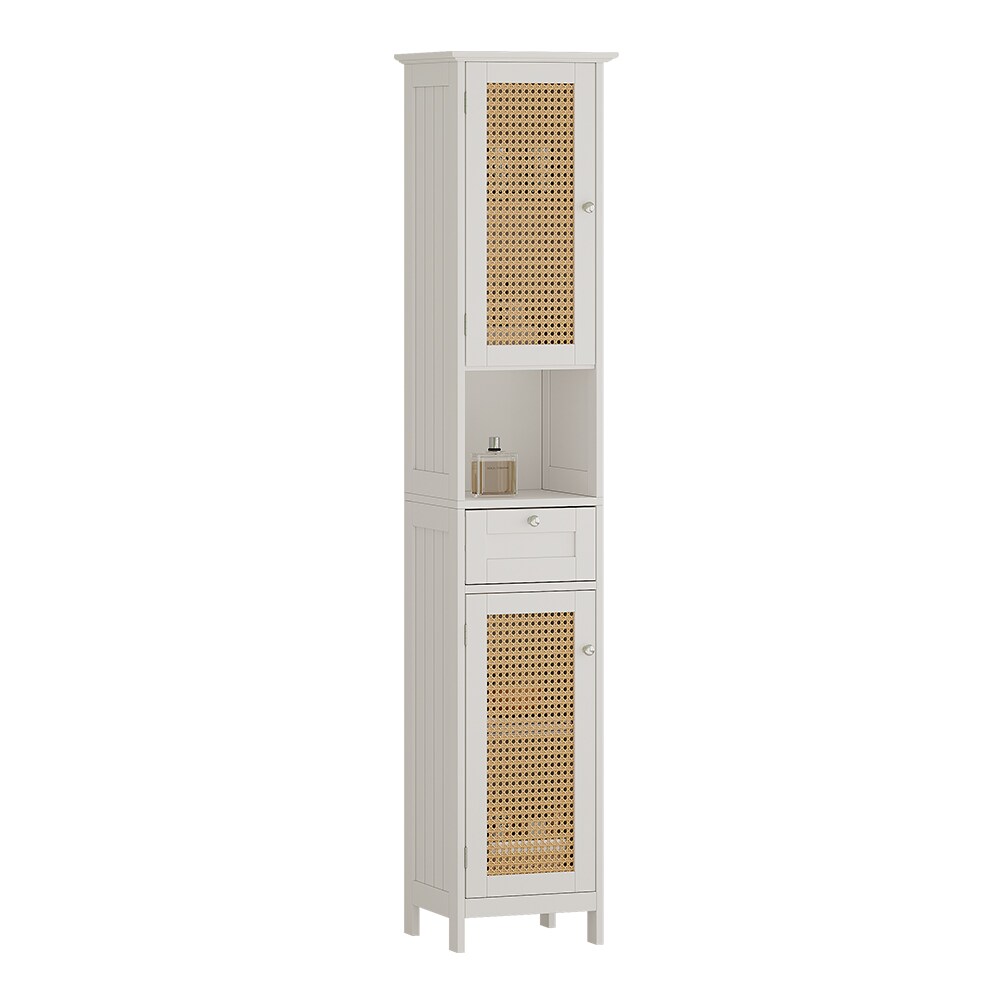 Vicco Hochschrank Rosario 32 x 170 cm, Weiß, 2 Türen, 1 Schublade, Badschrank, modern