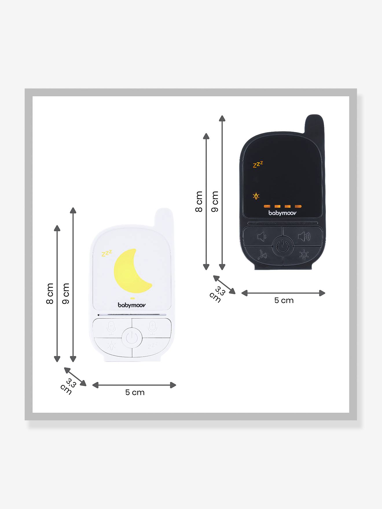 Monitor de bebê BABYMOOV Handy Care, preto claro, liso com estampas