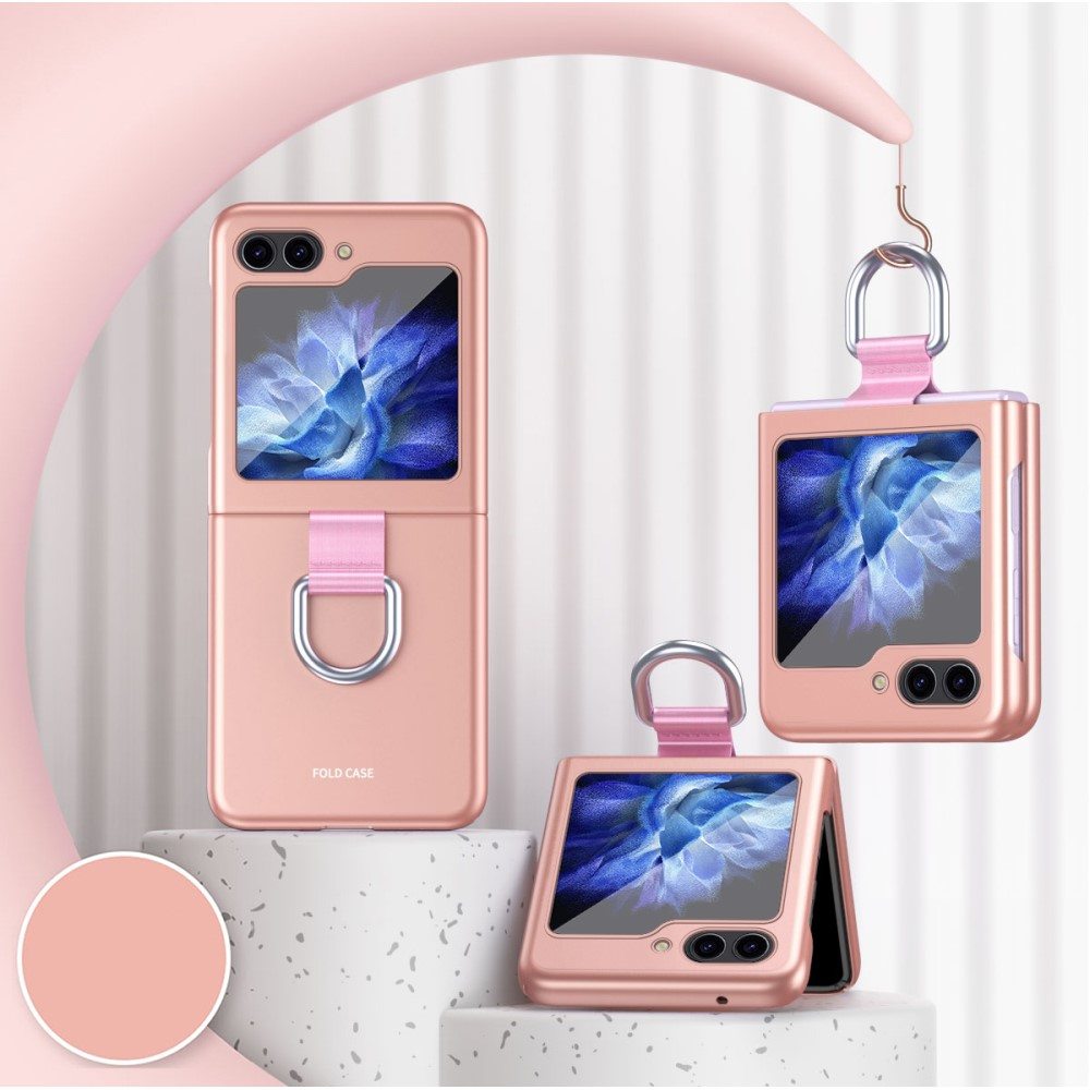 Samsung Galaxy Z Flip7 FE / Z Flip6 5G Soft Touch Hardcase Schutzhülle mit Ring - Roségold