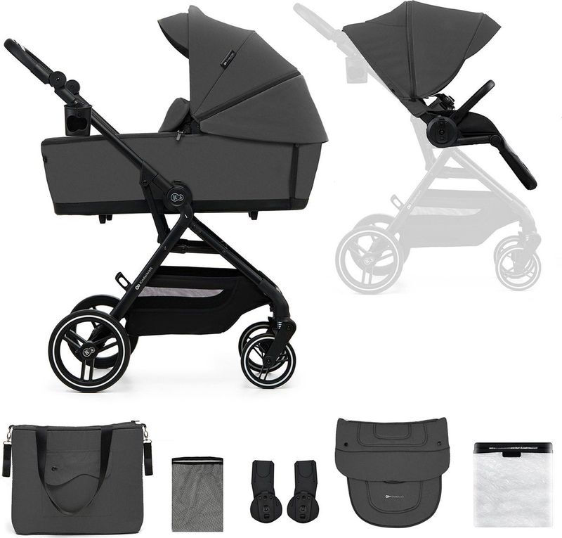 YOXI - Combikinderwagen 2-in-1 - Zwart - Waterdichte Kap - Geschikt vanaf Geboorte