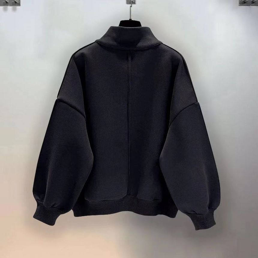 GRAYCIOUS - Sweatshirt met semi-hoge hals en semi-ritssluiting