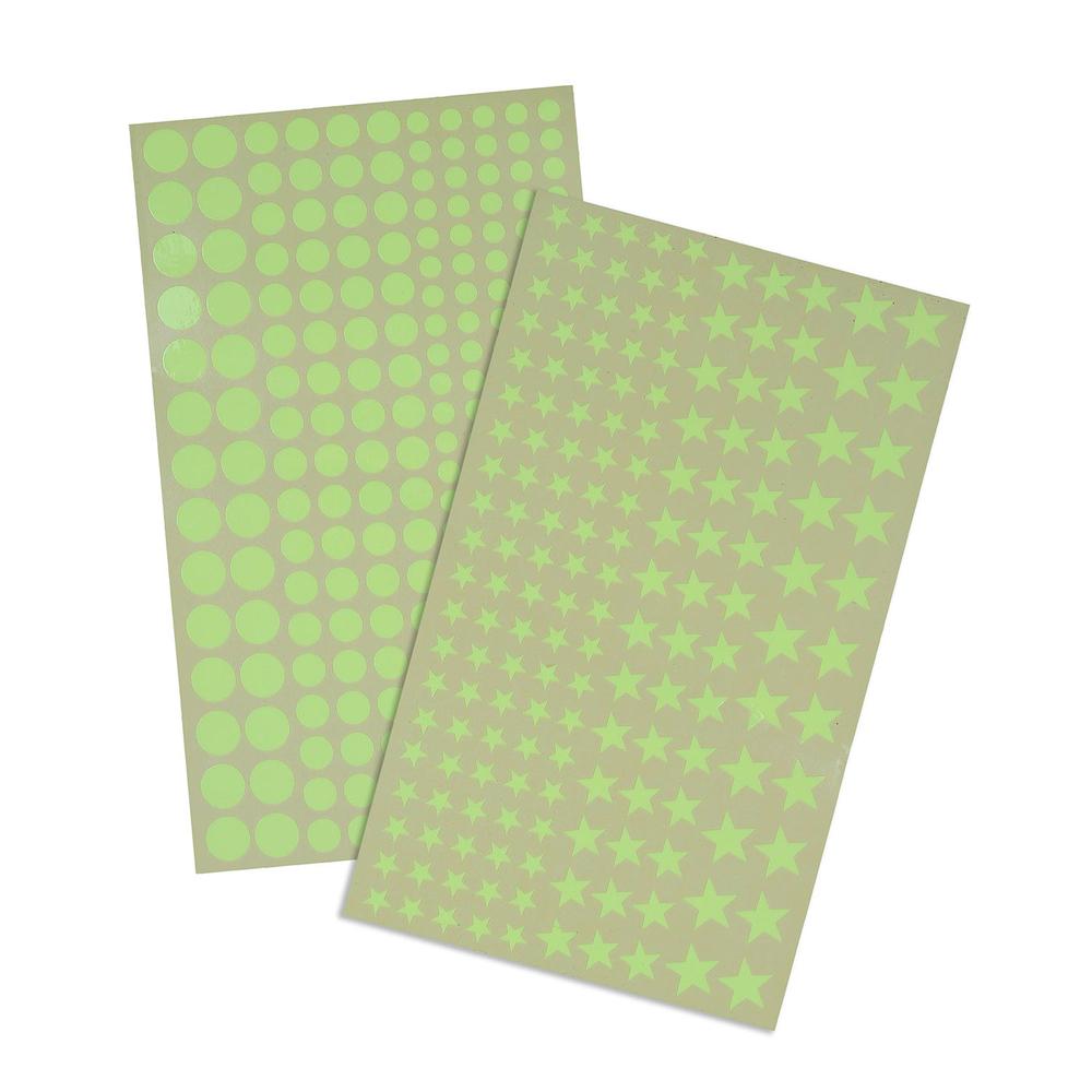 STICKER MURALE PHOSPHORESCENT ROND ET ETOILE