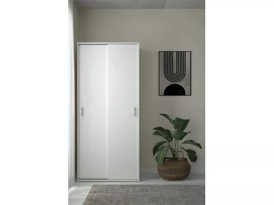 Garde-robe 2 portes Dscapuzz, Meubles de chambre, Penderie de plain-pied, Placard à vêtements, 78x48 h175 cm, Blanc