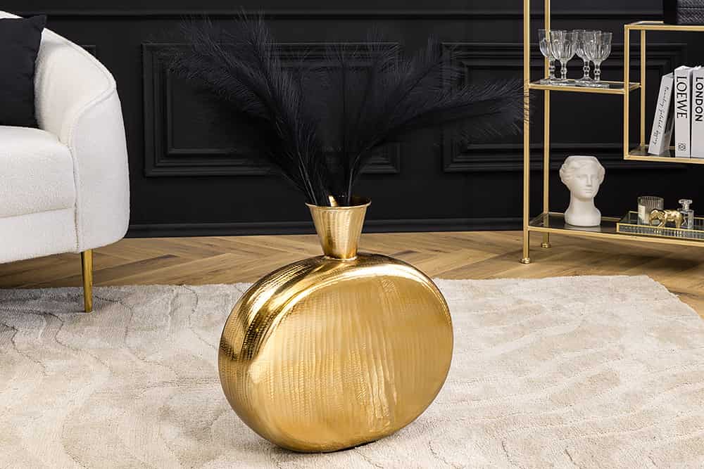 Handgefertigte Vase ORIENT L 50cm gold Metall Hammerschlag Design