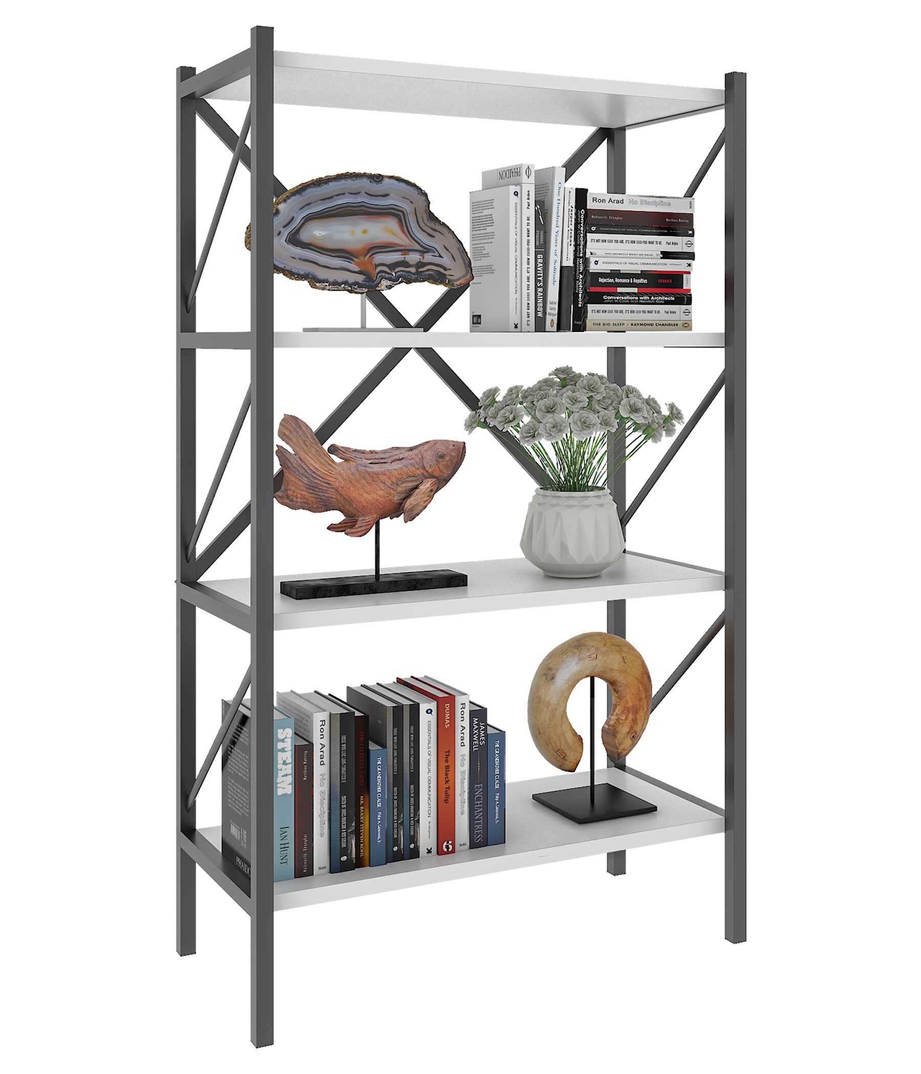 VCM Holz Metall Aufbewahrung Stand Regal Bücherregal Deko Bücher Standregal Insasi 4