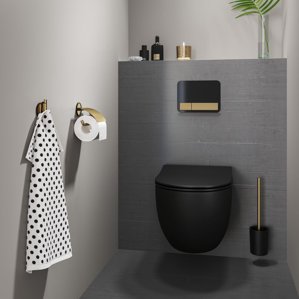 Tiger Tune Toiletborstel met houder Messing geborsteld / Zwart