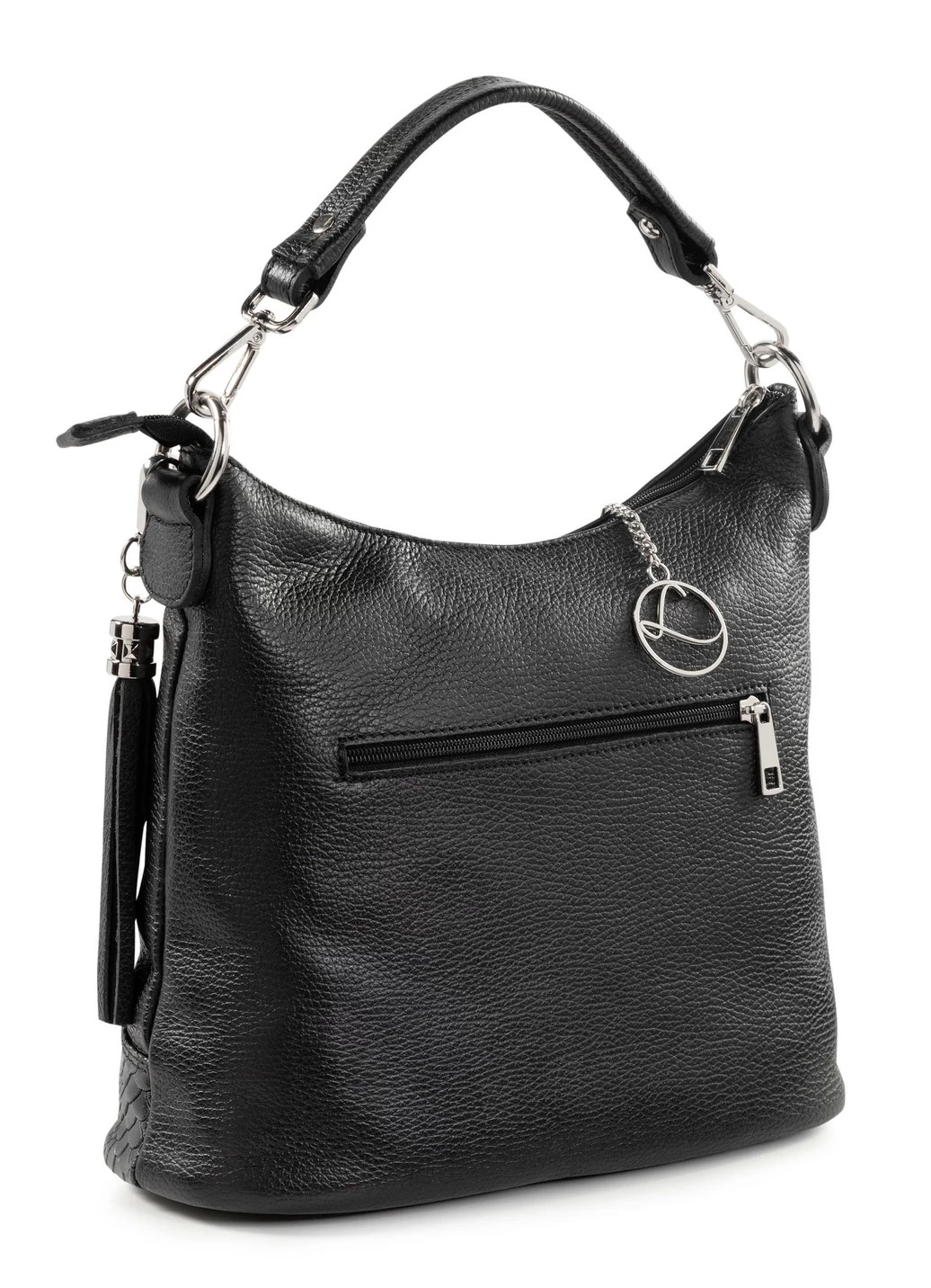 Laurina Kalbleder-Tasche mit reptilgeprägtem Besatz