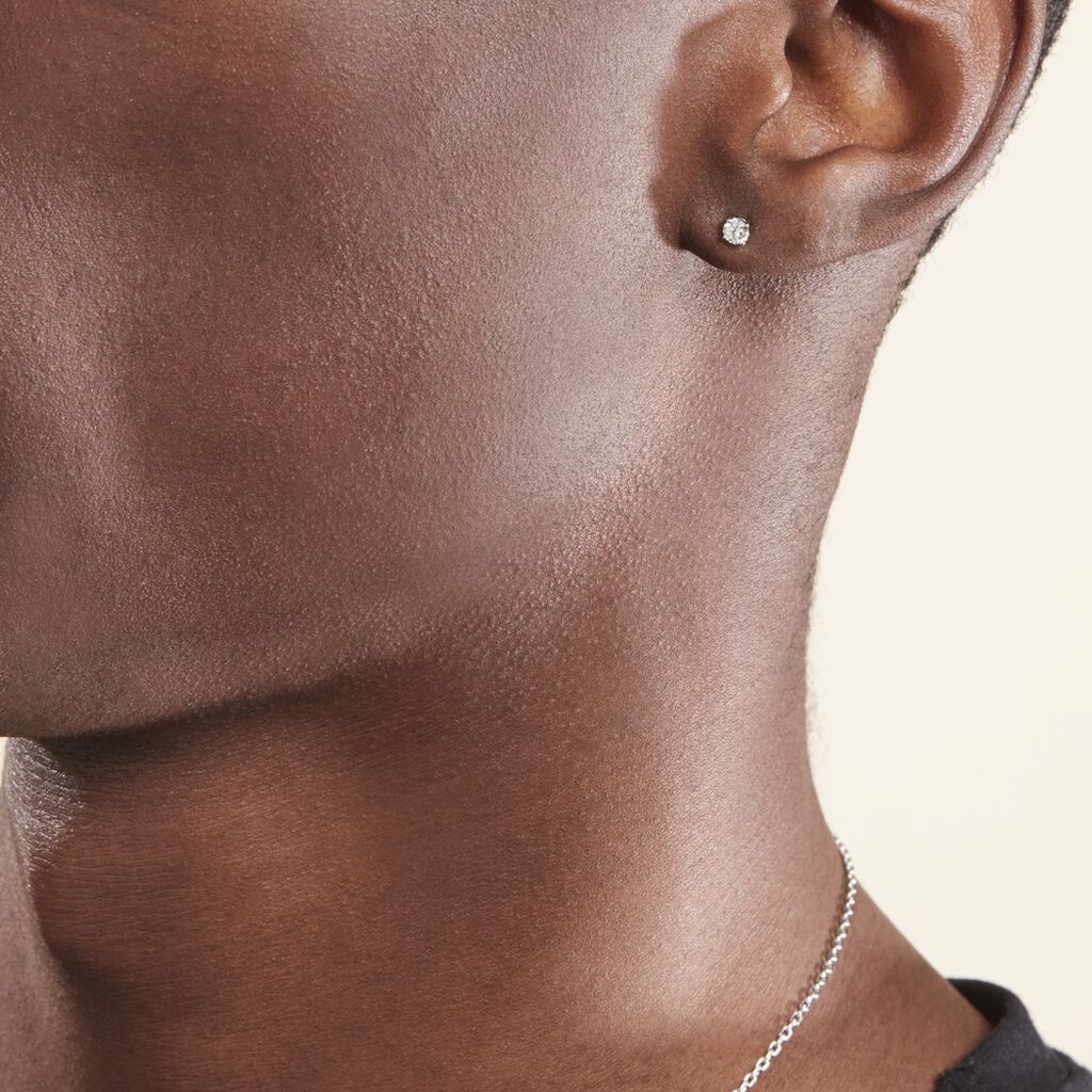 Boucles D'oreilles Puces Victoria Platine Blanc Diamant