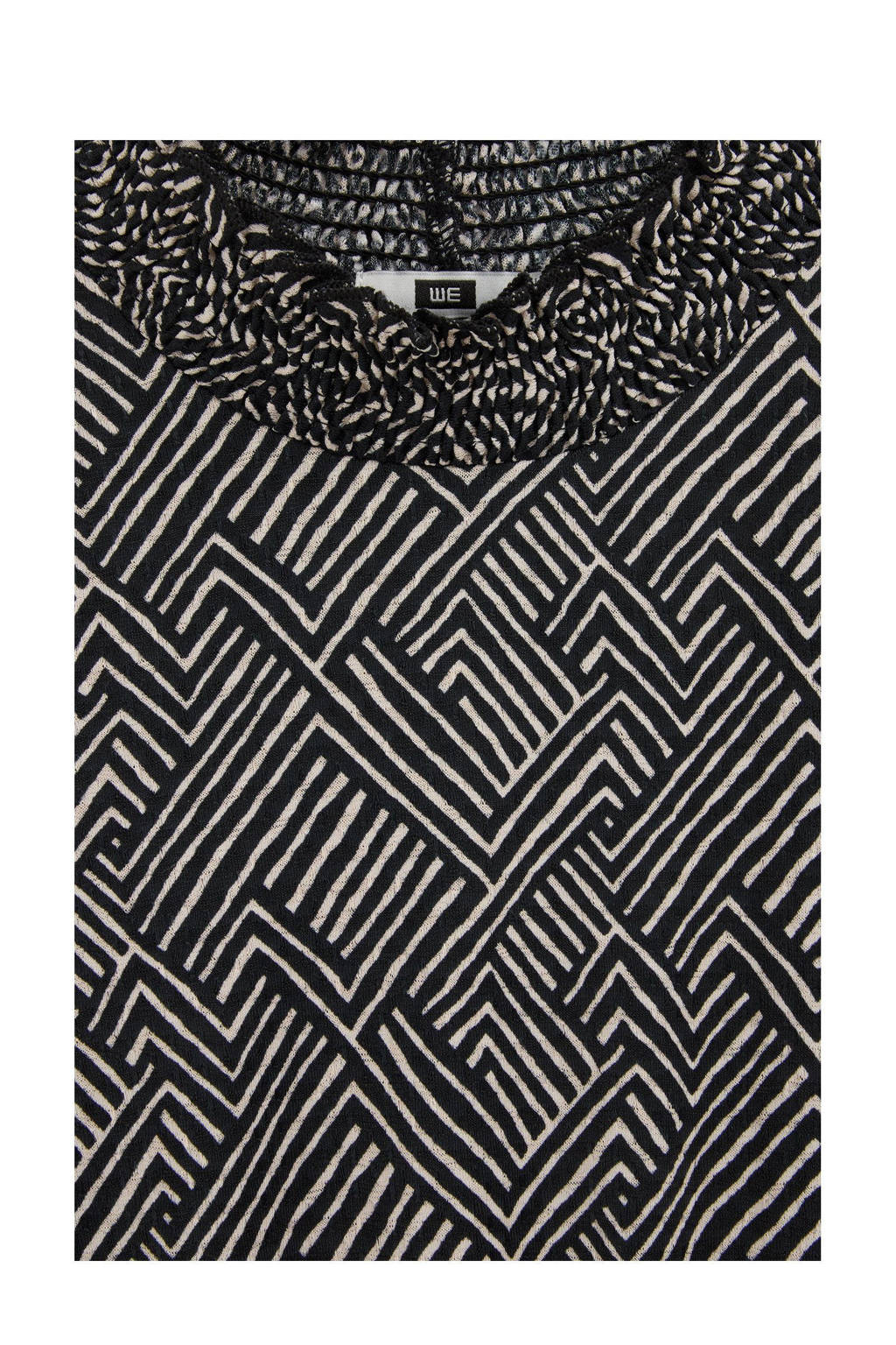 WE Fashion jurk met all over print zwart/beige