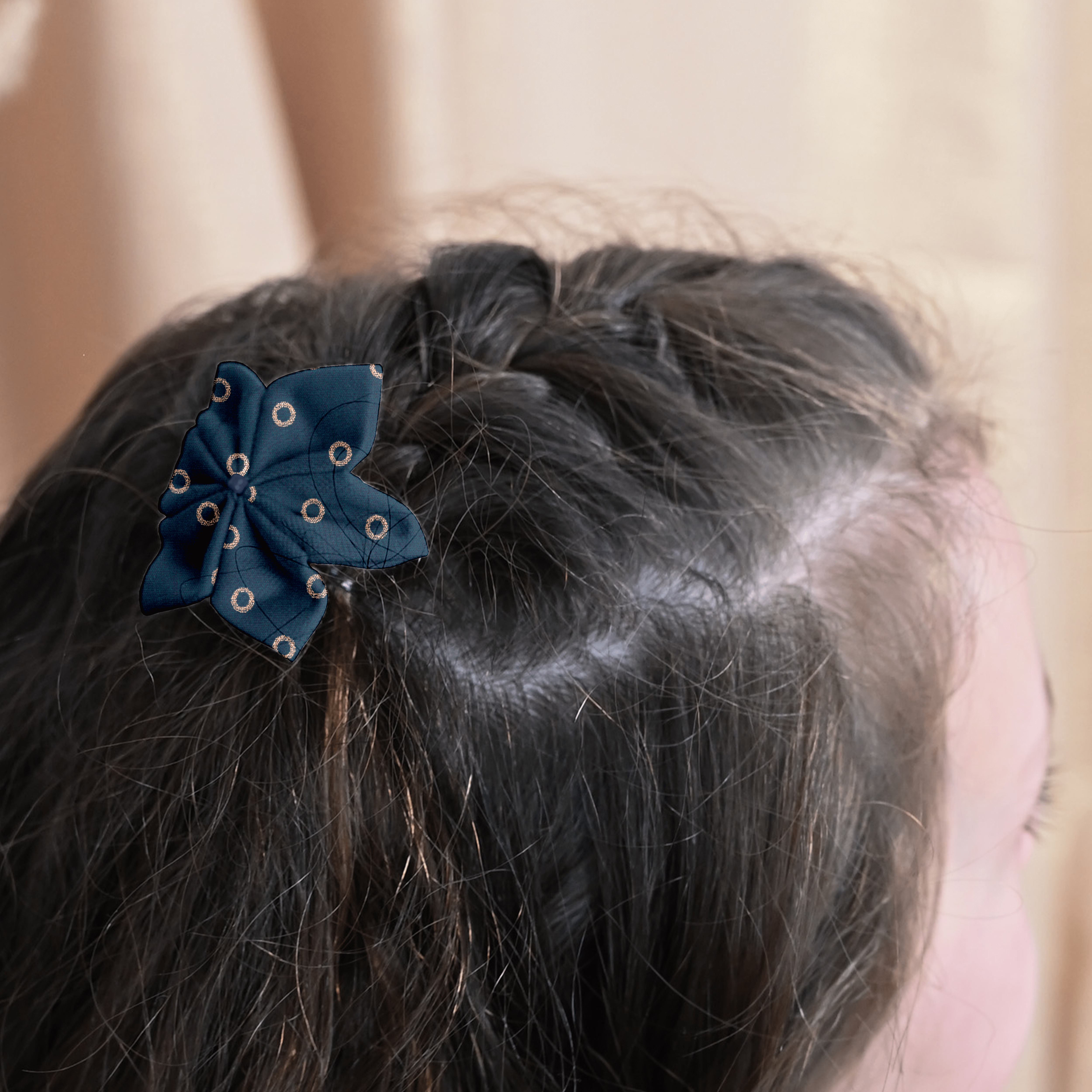 Barrette Fleur Étoile Bulle Bronze Marine