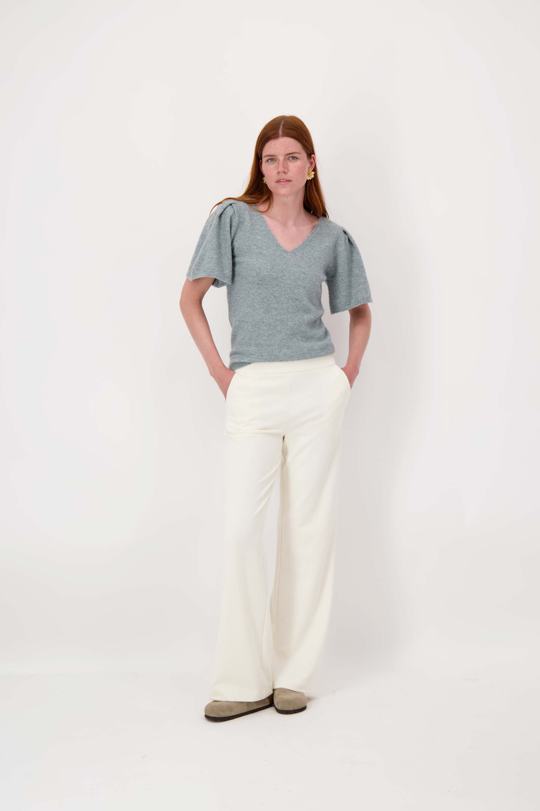 vlindermouw top in fluffy garen