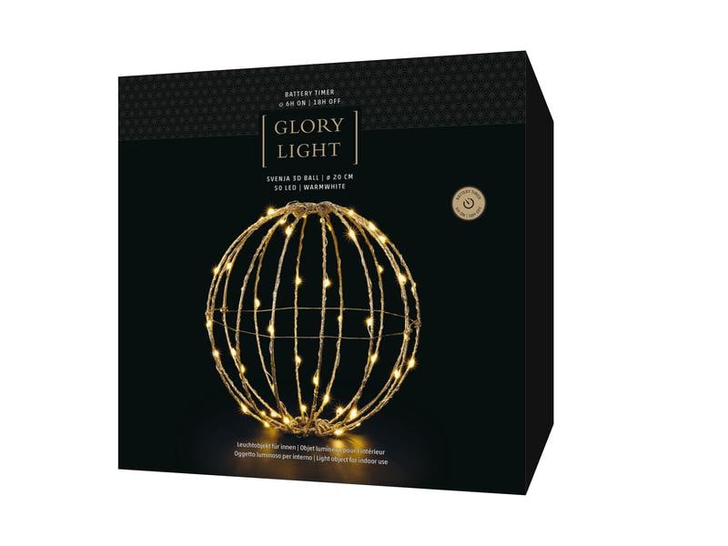 STT Tischdeko Svenja Star 3D Ball, Ø 20 cm, Gold LED Weihnachtsdekoration