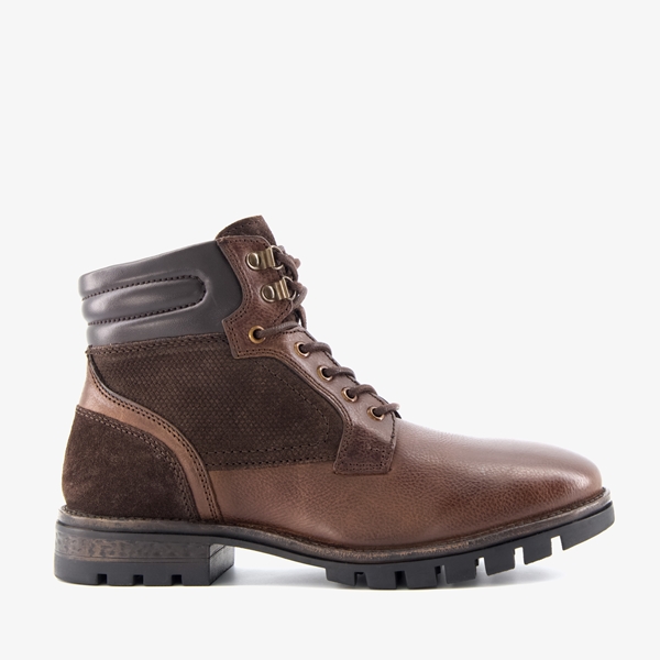Van Beers leren heren veterboots bruin met suede