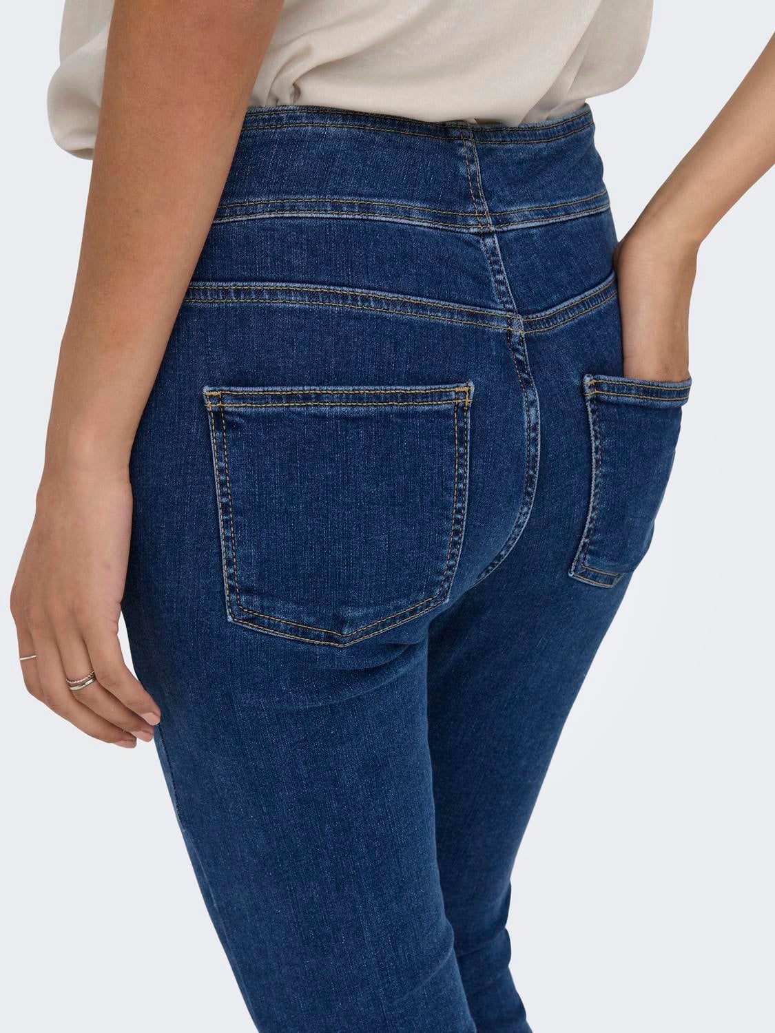 ONLBLUSH Hohe Taille Skinny Fit Jeans Dark Blue Denim