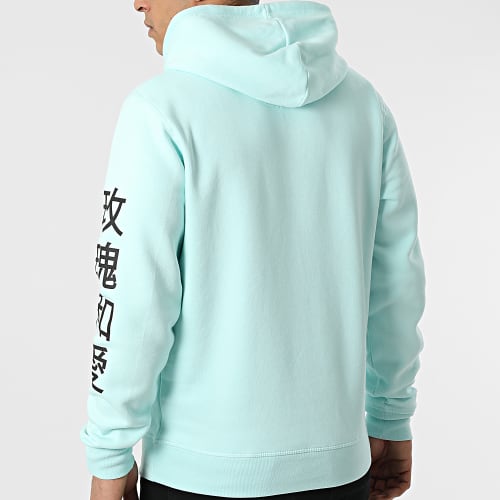 Sweat Capuche Oriental Mono Vert Menthe Noir
