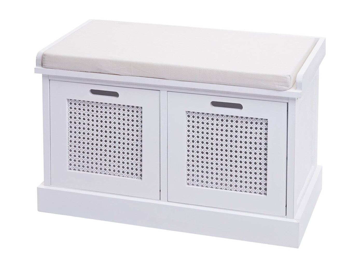 Sitzbank MCW-J49, Polsterbank Garderobenbank, Kissen Aufbewahrungsboxen Staufach 47x75x40cm ~ weiß, Polster creme-
