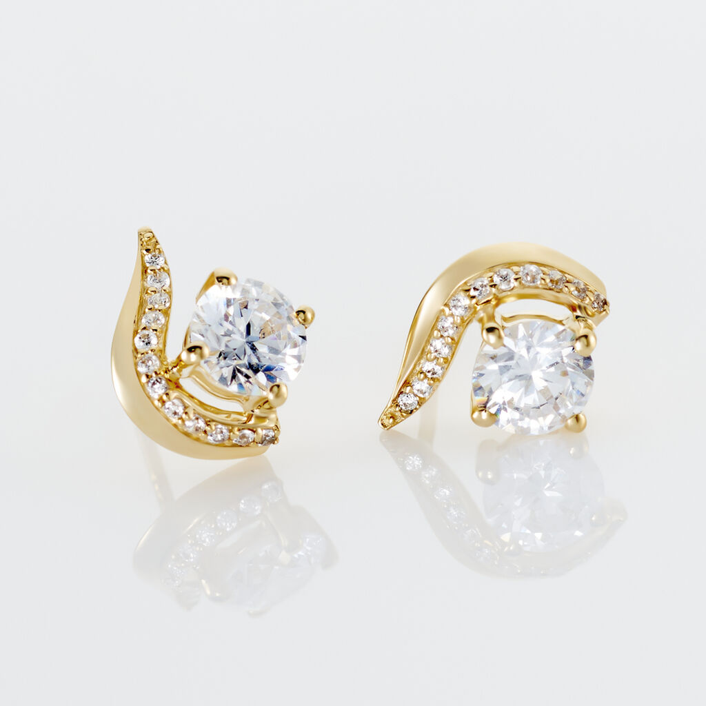 Boucles D'oreilles Puces Sevde Or Jaune Oxyde De Zirconium