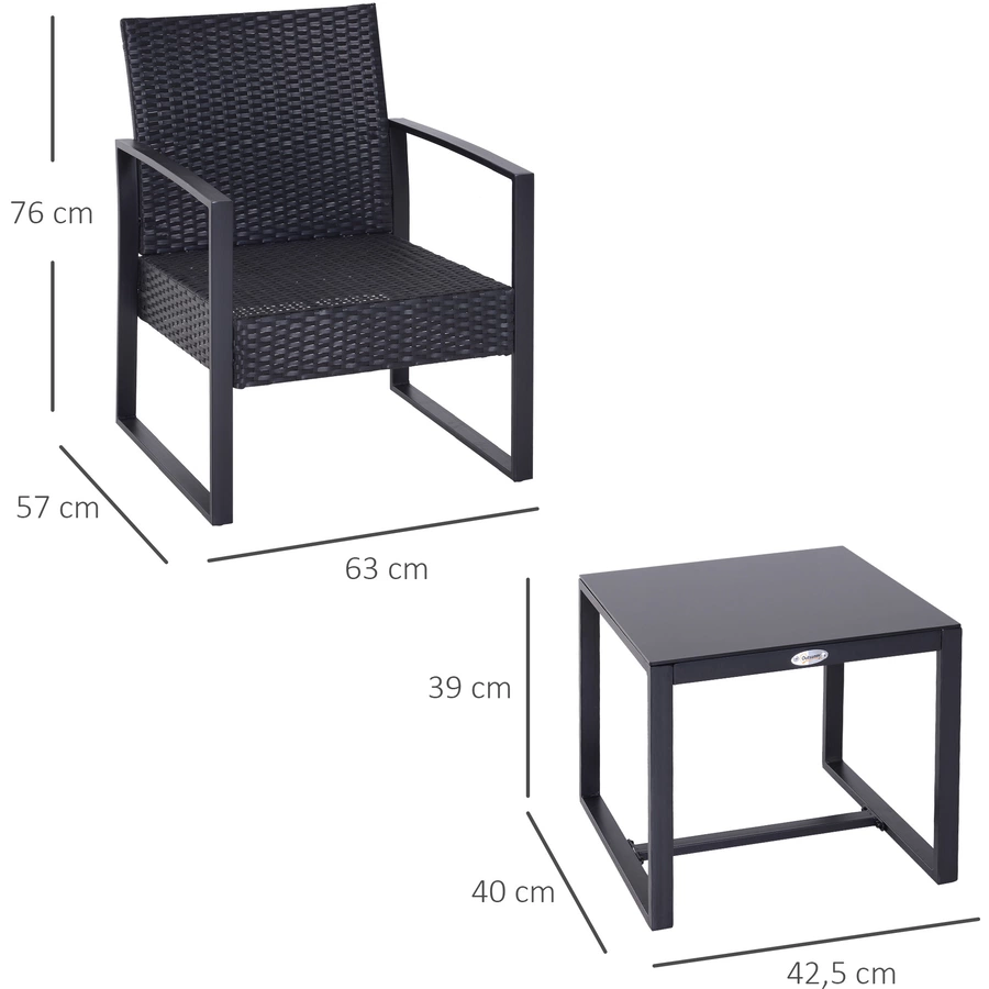 Outsunny Polyrattan Sitzgruppe als 5-tlg. Set schwarz
