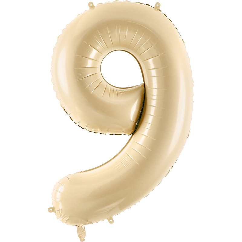 Partydeco Folienballon Zahl 9, beige